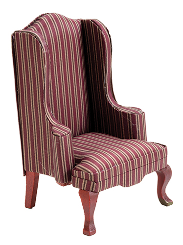 Chair, Mahogany with Stripe Fabric